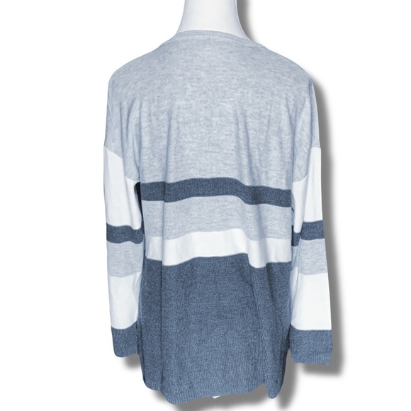 Pullover Knit Gray and Cream women’s Sweater Wool blend Pocket Preppy Academia - Picture 6 of 6